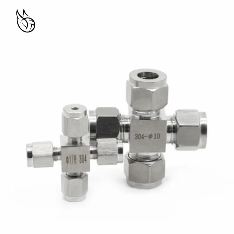 

1PCS 4Way 3 4 6 8 10 12mm Pipe OD 304 SS Stainless Steel Double Ferrule Pipe Connector Fittings