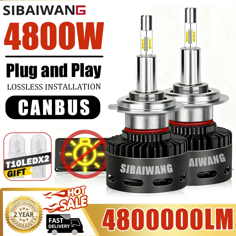

H7 Светодиодные фары Canbus для автомобиля 4800 Вт H1 H11 Светодиодные фары 9005 9006 9012 HB3 HB4 HIR2 H4 Светодиодные фары для мотоциклов Авто 12 В