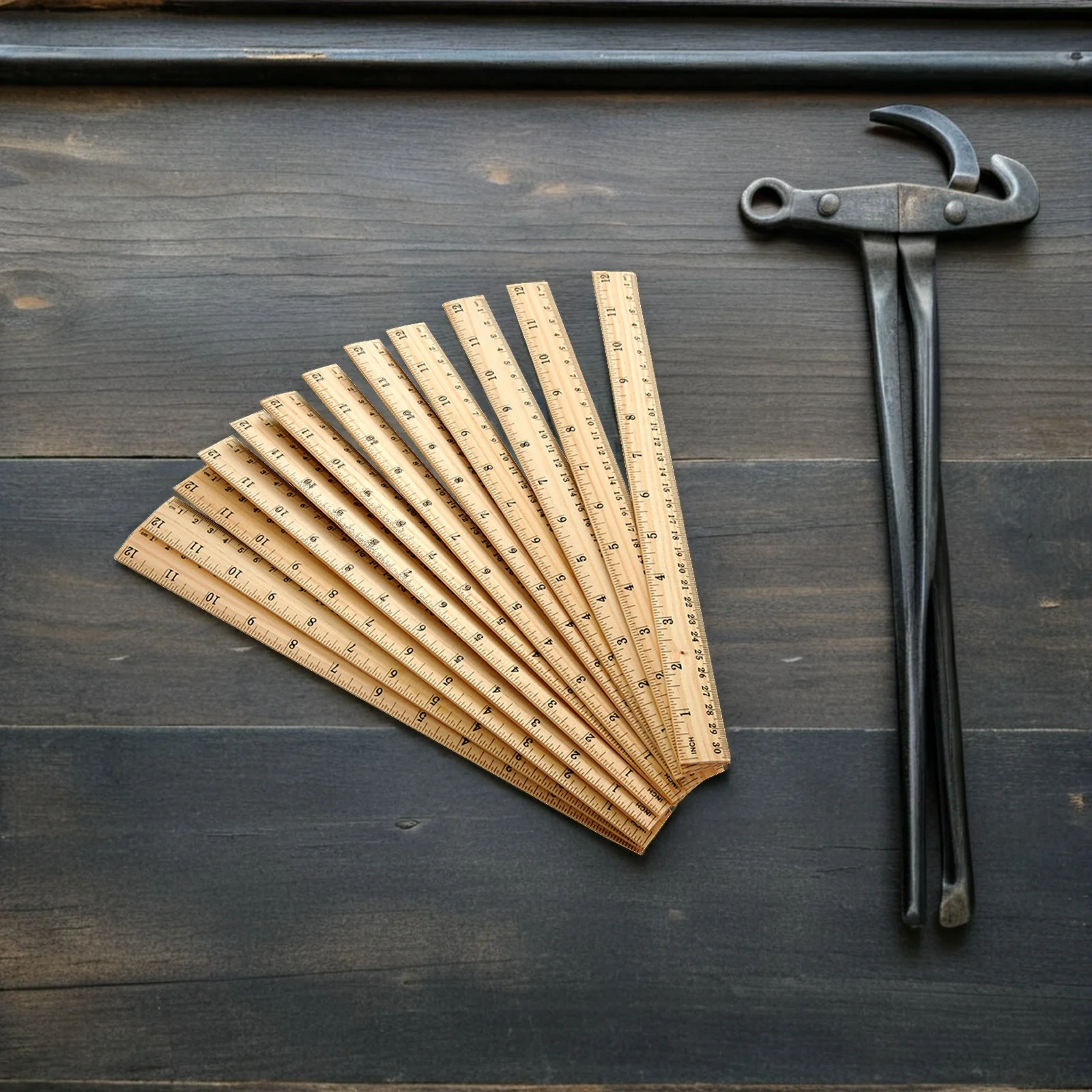 30Pcs Wooden Ruler 30cm Double Scale Clear Accurate Scales Home School Office Use Long Lasting Wooden Straight Ruler