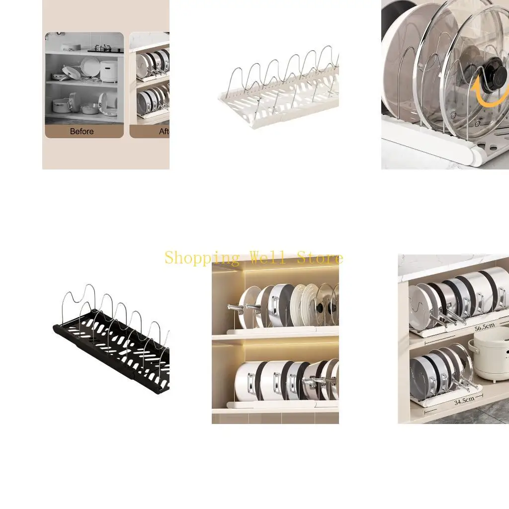 KX4B sob o gabinete Organizador armazenamento panelas montagem montagem rack expansível com 7 divisores