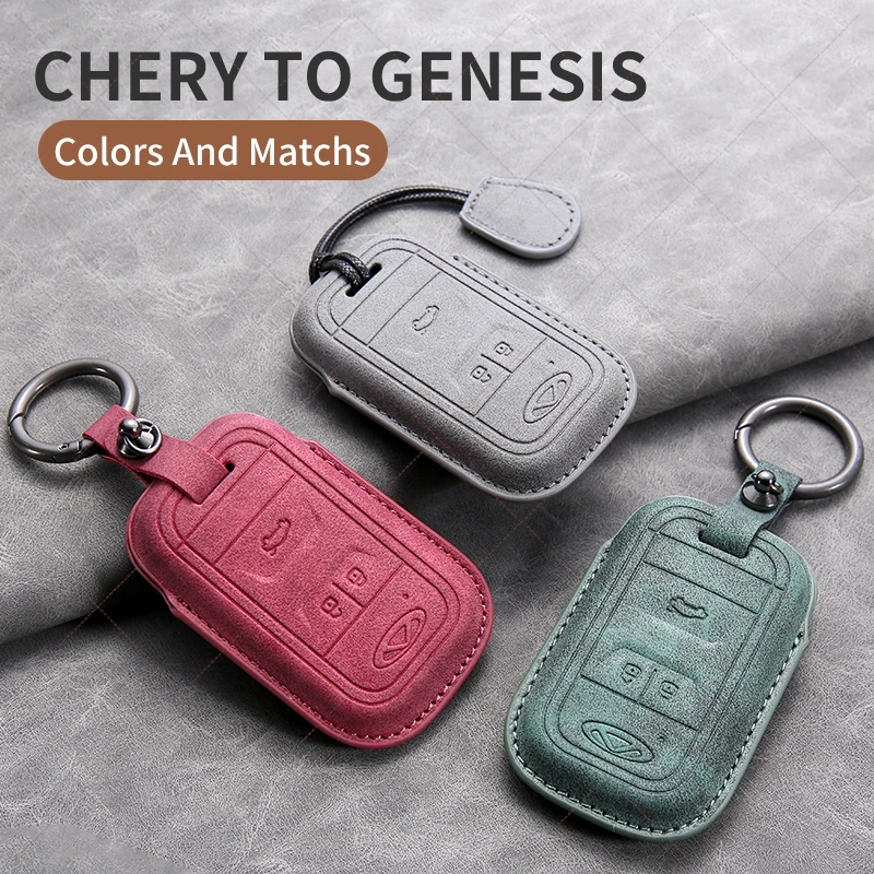 

Leather Car Smart Key Case for Chery Tiggo 4 5txs 2020 Tiggo 7 8 5X 2019 Arrizo 5 3 Keyless Remote Shell Keychain Accessories