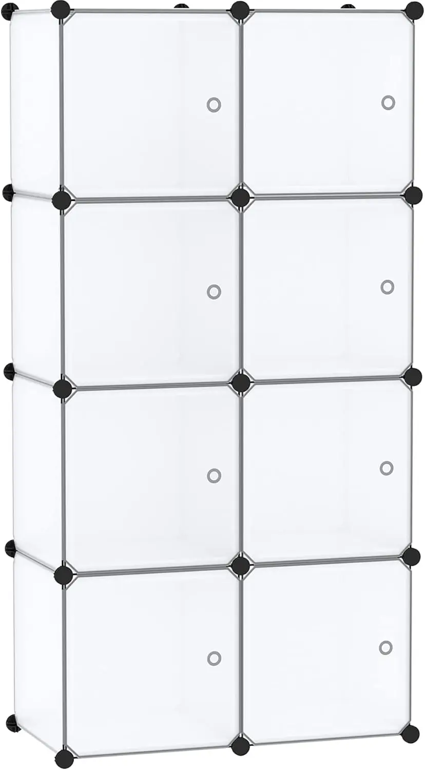 

Cube Storage Organizer with Doors, 8-Cube Shelf, Closet Cabinet, DIY Plastic Modular Bookshelf