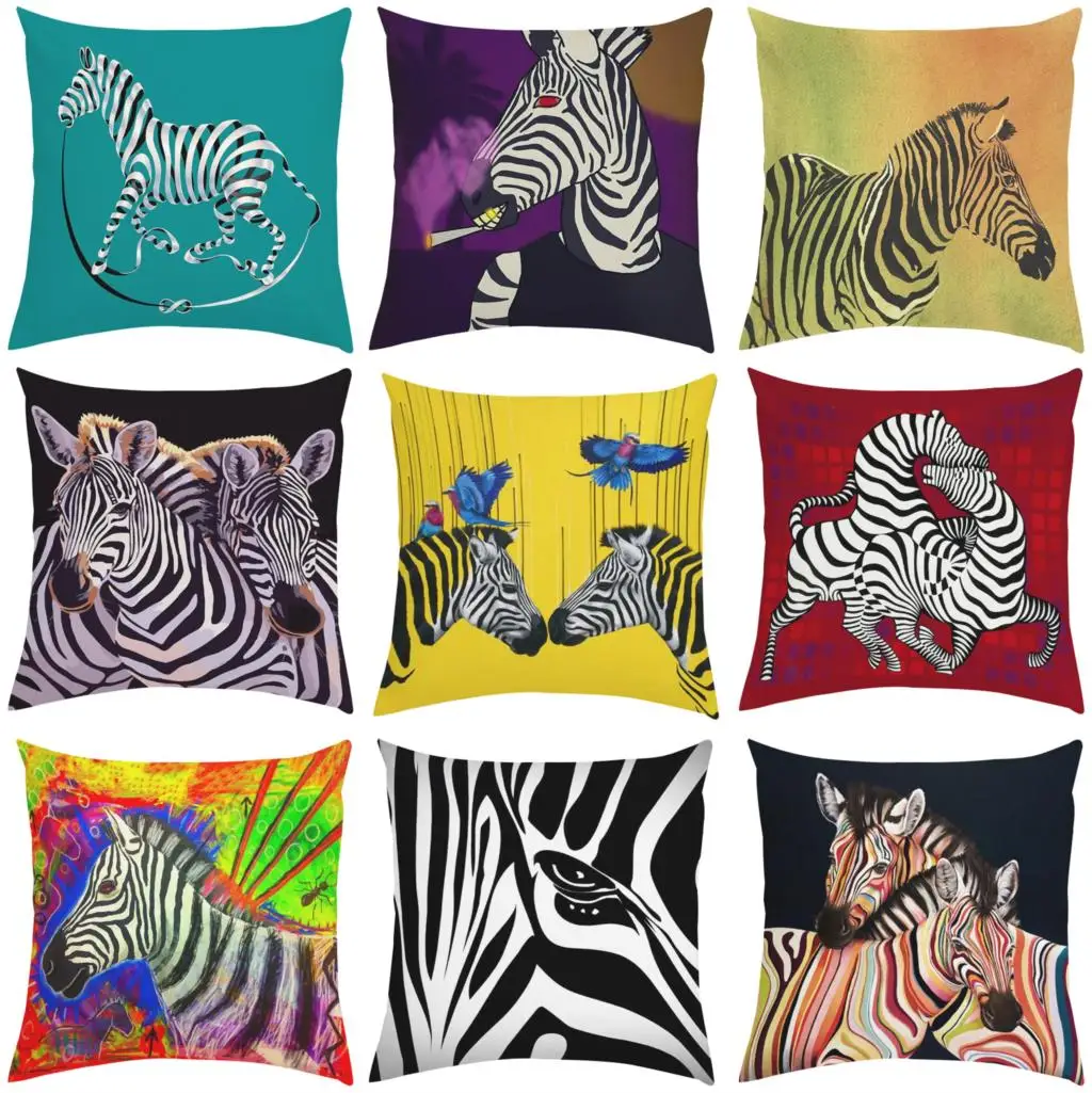 

Zebra art classic pillowcase double-sided printed custom pillowcase short plush sofa cushion cover car decorative cushion 45x45