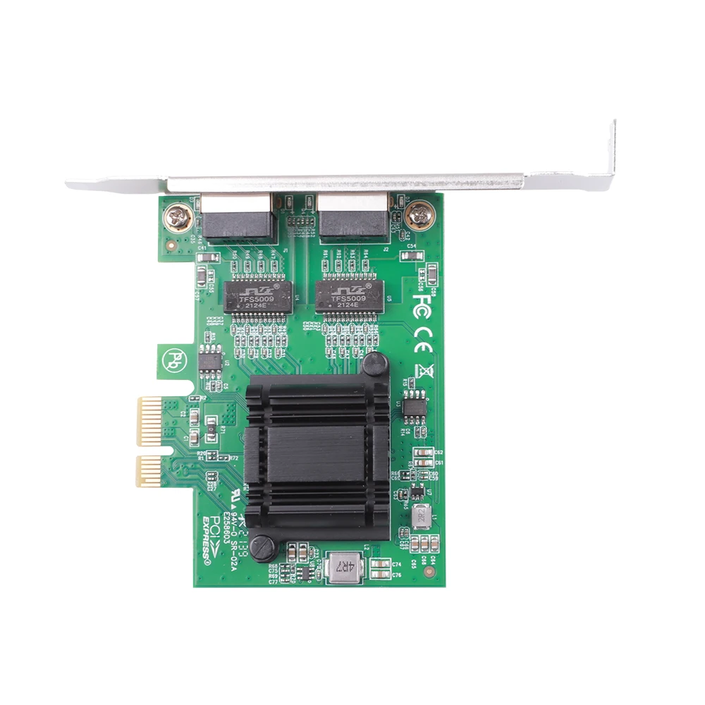 1G PCIE 1X กิกะบิตเครือข่ายเซิร์ฟเวอร์พอร์ตคู่2 * พอร์ต RJ45การ์ดอะแดปเตอร์แลน10/100/1000Mbps อีเธอร์เน็ตคอนโทรลเลอร์สำหรับเดสก์ท็อป