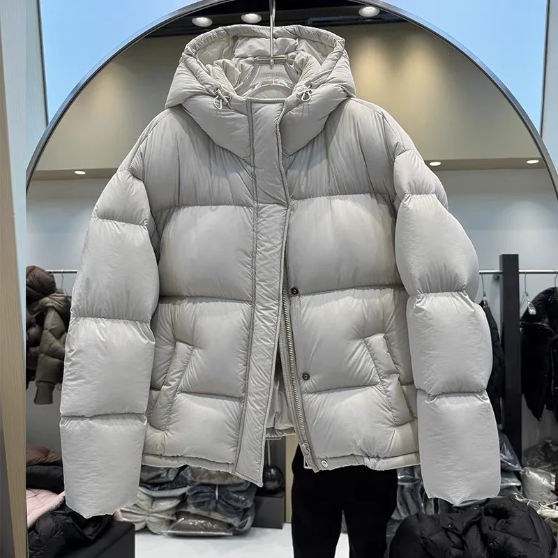 

White Duck Down Puff Down Jacket Women's Short Hooded Padded Winter Design Sense Niche Coat