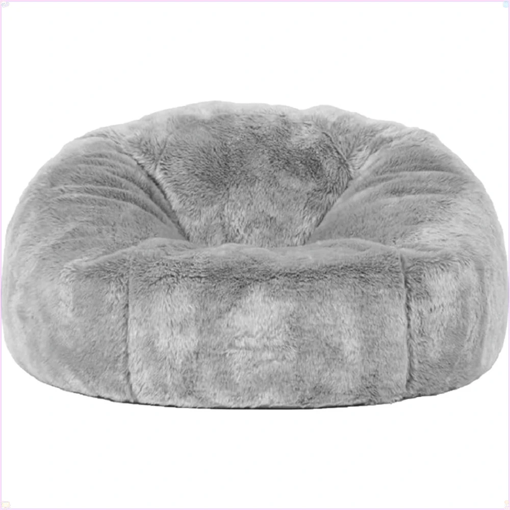 

(No Filler) 6FT Giant Bean Bag Chair Cover Soft Faux RH Fur Sofa Bed Washable Bean Bag Couch Cover for Adult and Kids with Liner