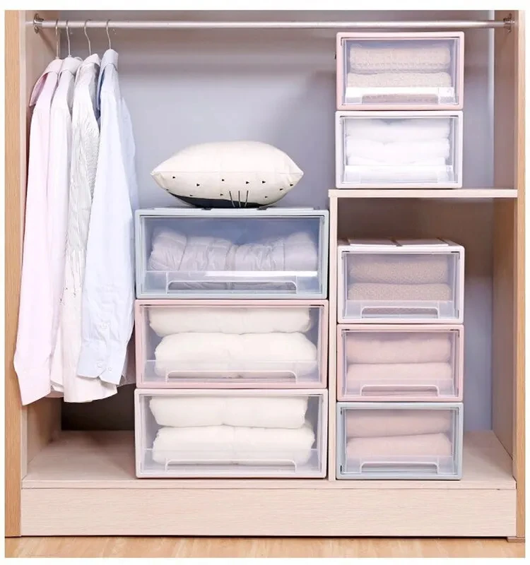 1PC Quilt Storage Box,Organizing Box Drawer Storage Box, Wardrobe, Clothing Storage Box, Plastic Transparent Storage Box