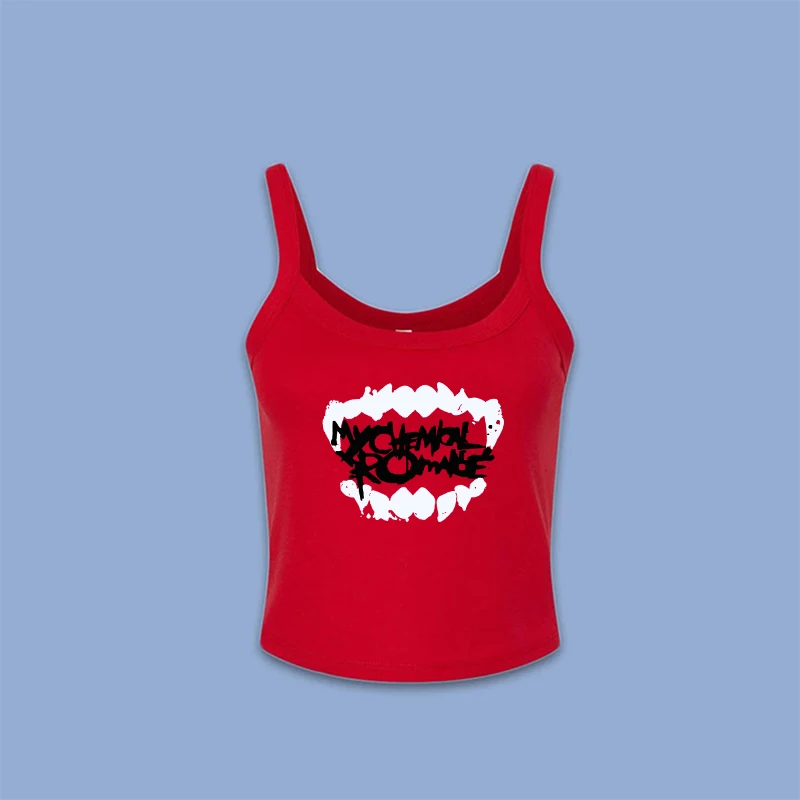 Gothic Sleeveless Crop Top for Women, Artistic Tooth Alphabet Printed, Sexy Tank, Fashion, Cool Vest, Streetwear, Aesthetic, Y2k