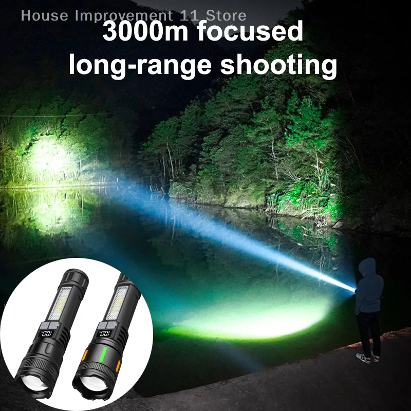 Lampes de poche tactiques Soptlight à longue portée, haute luminosité, torche Rechargeable avec Zoomable, étanche, pour les urgences en plein air et à la maison