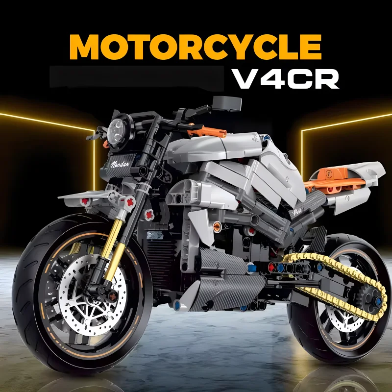 V4CR Motorcycle Building Blocks MOC 60508 Locomotive Model Bricks Autocycle Scooter Vehicle High Tech Toy Kit Gift Boys Children