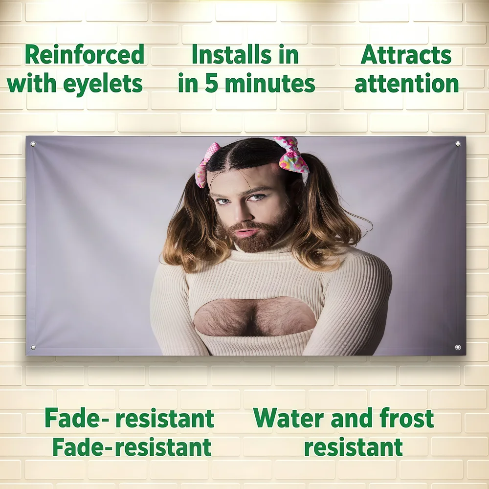 L-Ladybeard Spoof Bearded Man Loli Outfit flag For Room Dorm Camping Picnic Art Style Garage Bar wall Decoration Banner