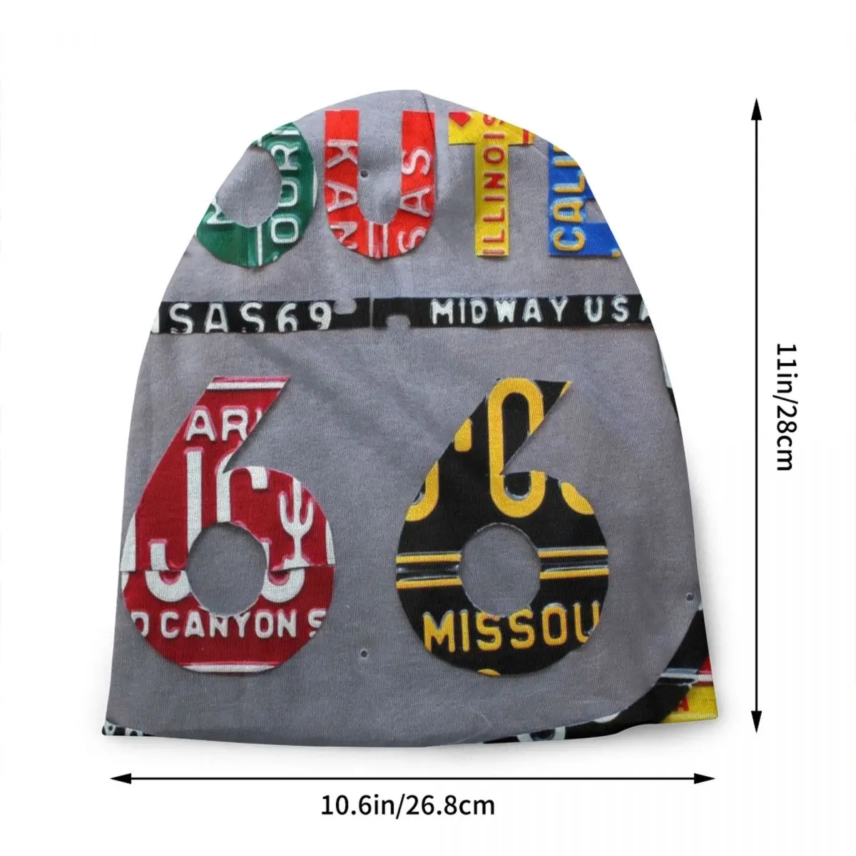 Route 66 License Plate Art Beanie Cap Unisex Winter Warm Bonnet Homme Knitted Hats American Road Skullies Beanies Hats For