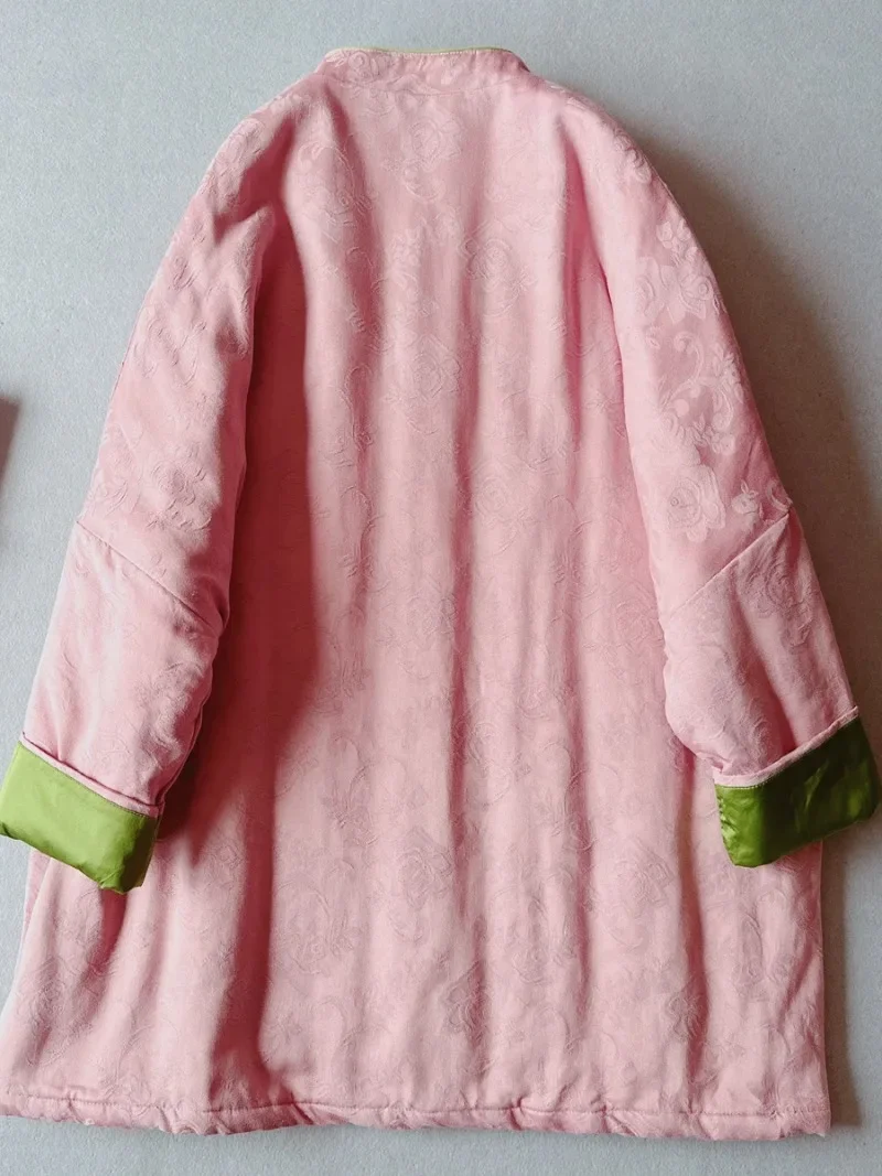 Winter Women's Clothing New Chinese Style Buttoned Cotton Jacket with European and American Style Thick Medium To Long Cotton