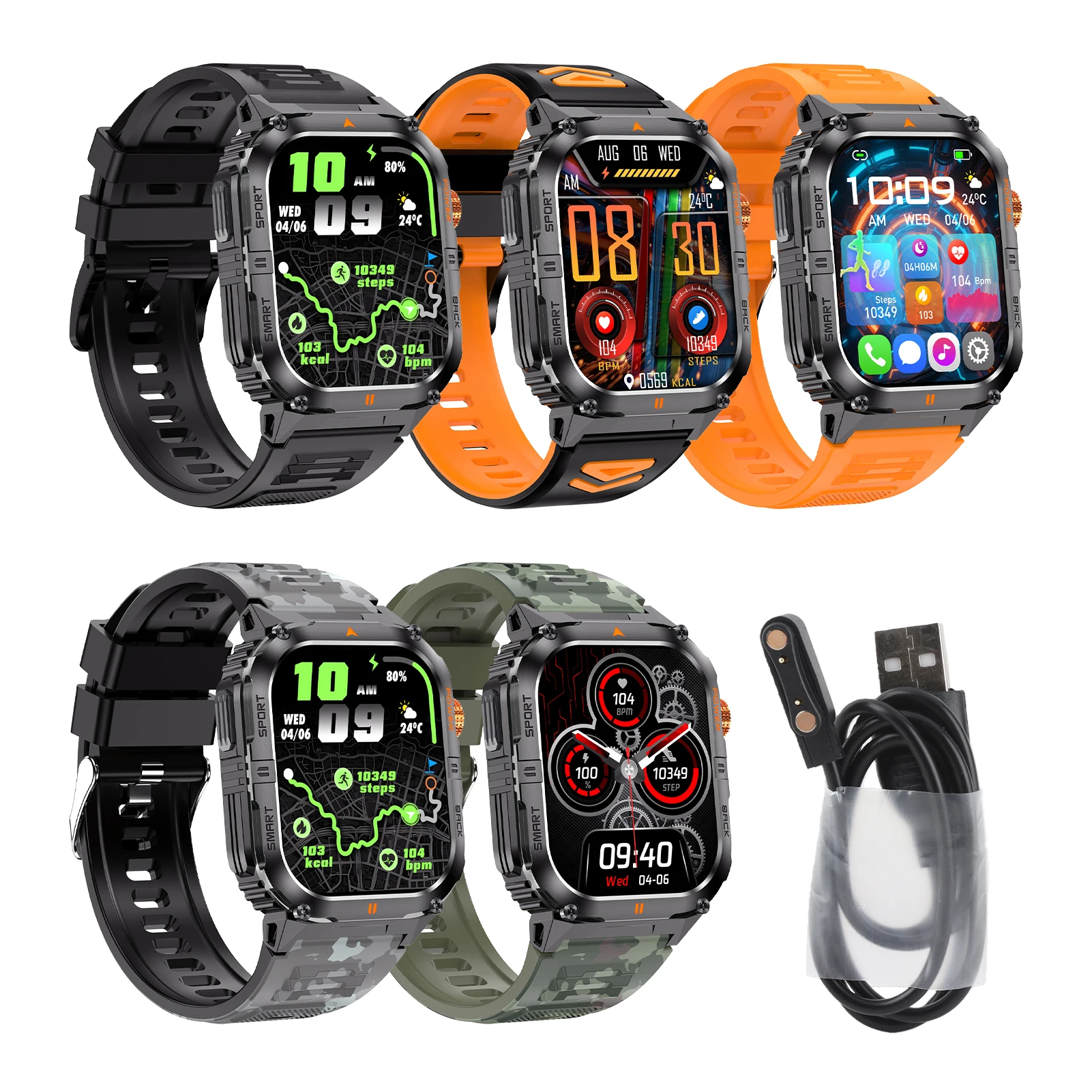 2.0 Inch Screen Smart Sports Watch Fitness Tracker 1000mAh with LED Flashlight 100+ Sports Modes Bluetooth Call for Men Women