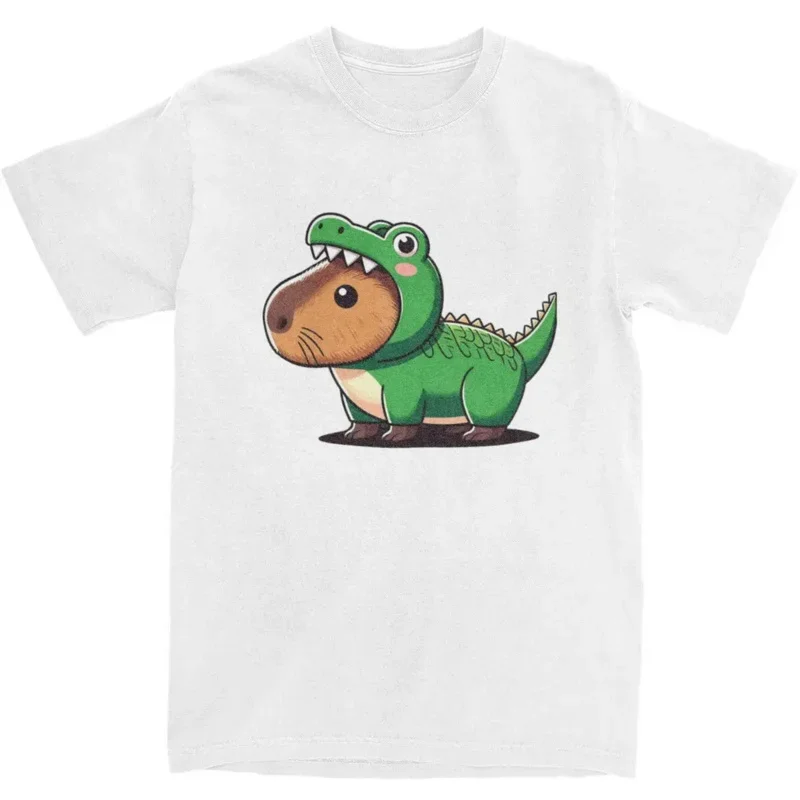 Casual crocodiles capybara T shirt for men women cotton funny animal capybaras art design tee shirt summer clothes