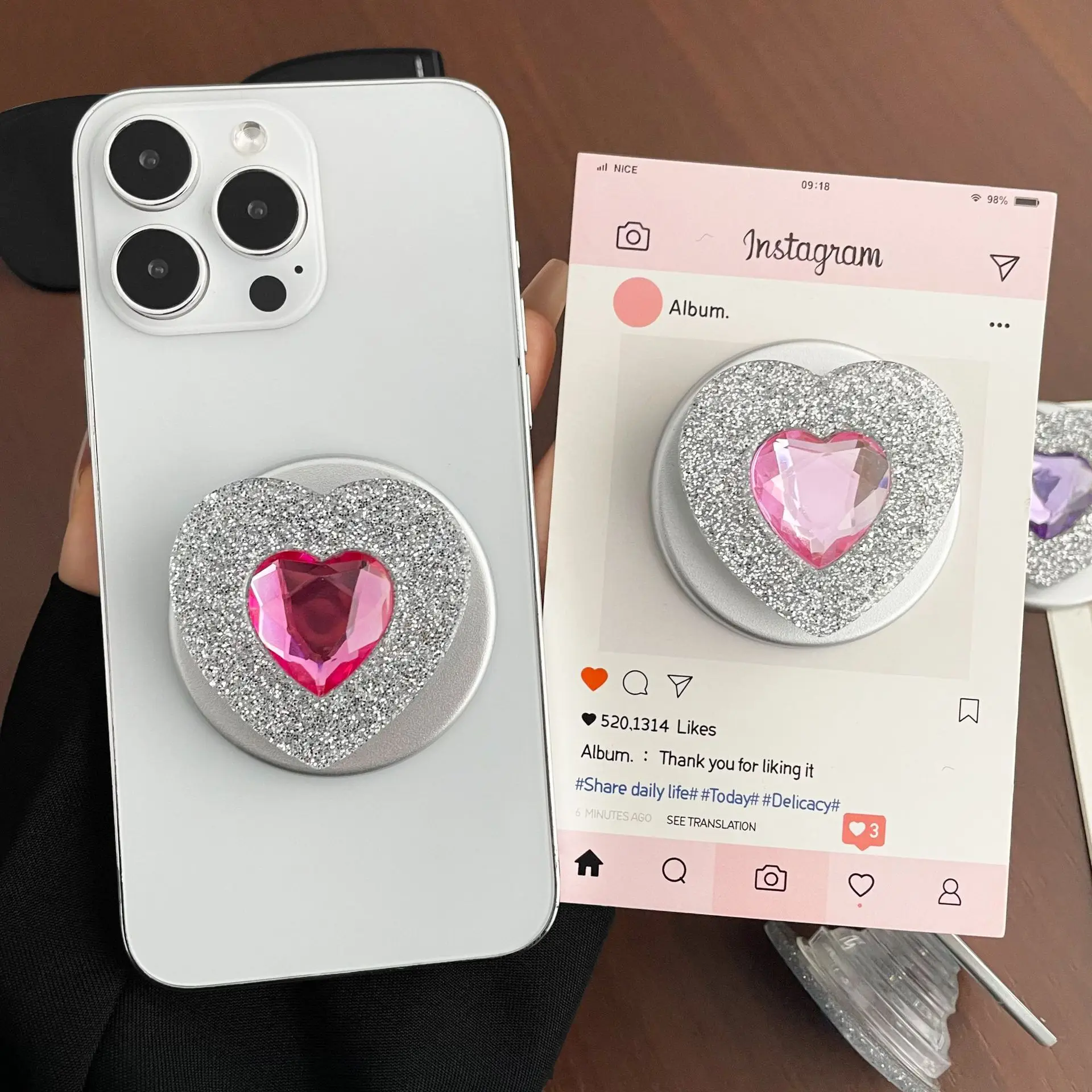 

Роскошная блестящая магнитная подставка для телефона в стиле Instagram, популярный аксессуар для просмотра видео без рук, незаменимый для просмотра сериалов, чехол для телефона.