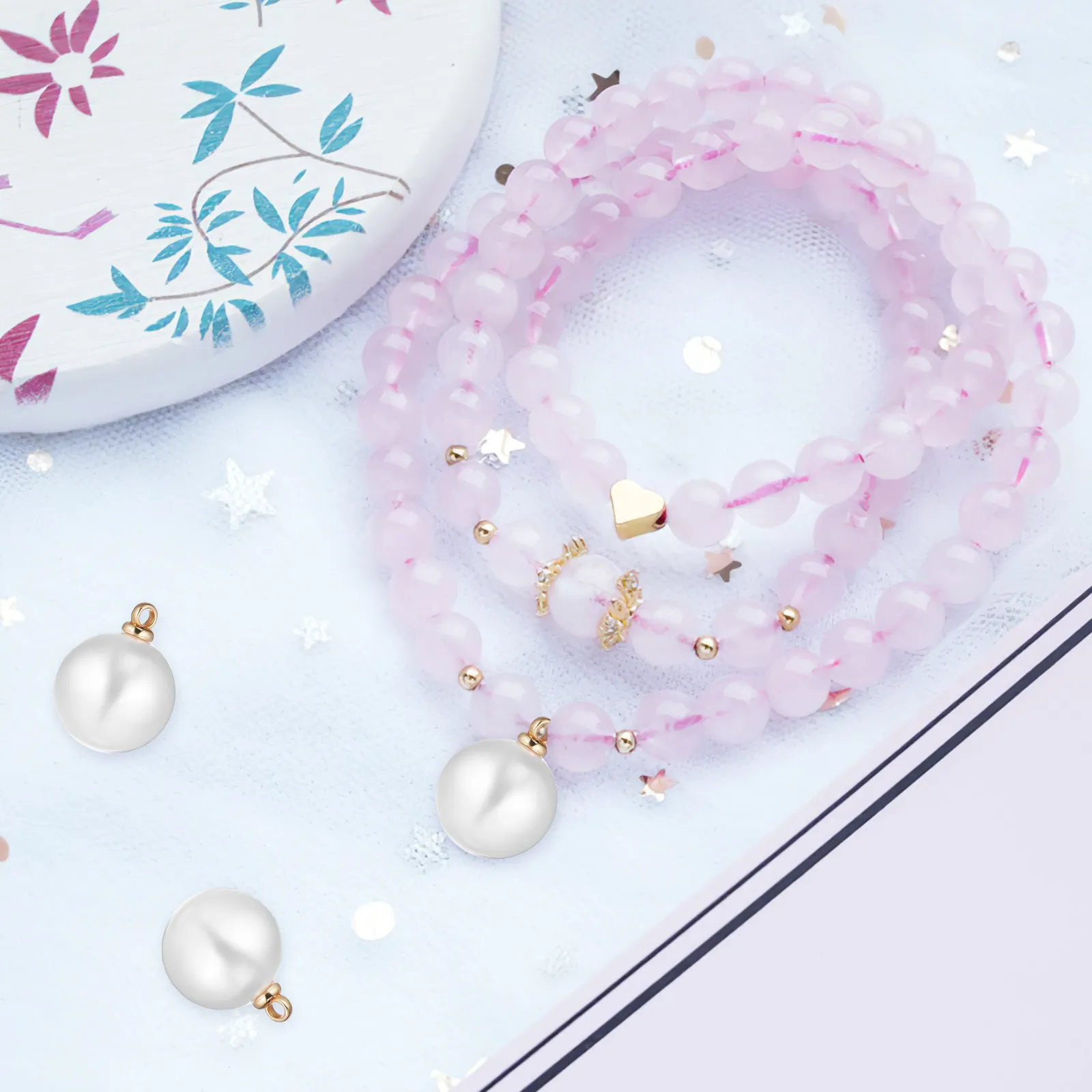 

100Pcs Pearl Pendant Classic Pearl Charms Compact Size Necklace Bracelet Earring Charms DIY Jewelry Making Supplies