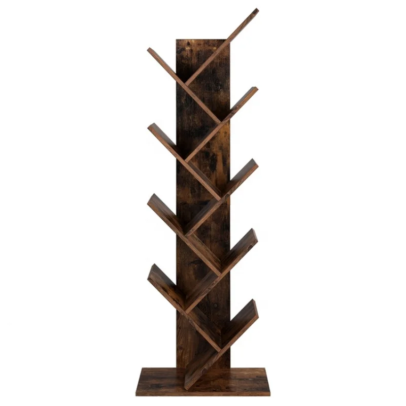custom.VASAGLE Wooden Bookshelf Metal Shelf Rack Industrial Furniture Book Shelf Display Shelf 9-Tier Wood Bookcase Tree Bookshe