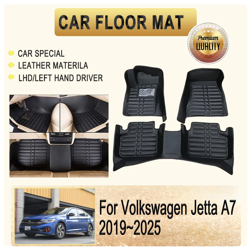 

Car Floor Mats For VW Volkswagen Jetta A7 2019 2021 2022 2023 2024 2025 Leather Pads Foot Carpets LHD Carro Interior Accessories