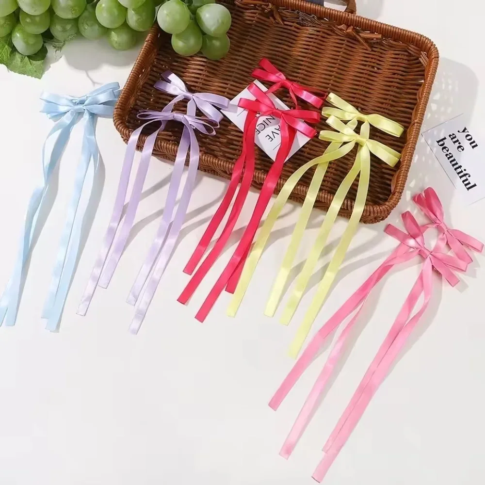 2 Stück Stoff-Haarschleifen-Haarspangen für Damen und Mädchen, Band-Haarklammern, Kopfschmuck, einfarbige Schleifen-Top-Clips, weibliche Haar-Accessoires – Detail 8