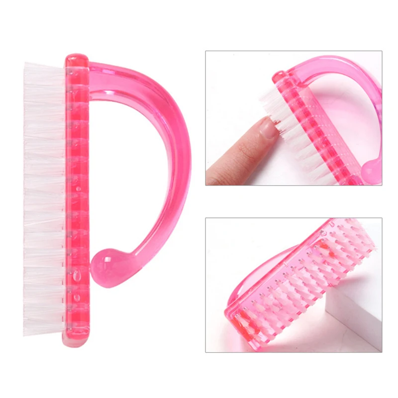 Manicure Cura delle dita Aiutante Salone Spazzola per unghie Nail Art Pedicure Morbido Rimuovi la polvere Strumenti per la pulizia rotonda in plastica