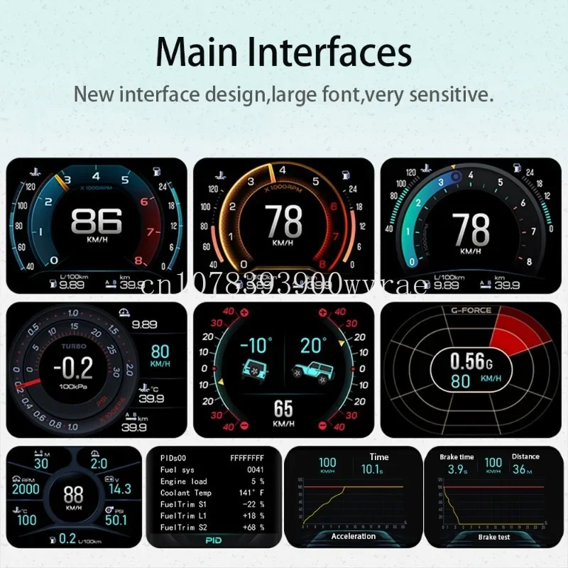 High Quality Multi-language&function Gauge OBD2 HUD Speedometer+Inclinometer Head Up Display Speed Alarm