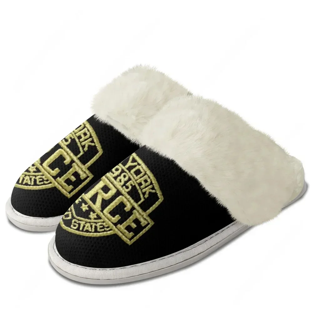 New York Force 1985 United States Plush Slippers Keep Warm Shoes Mens Womens Home Cotton Bedroom Customized Thermal Slipper DIY