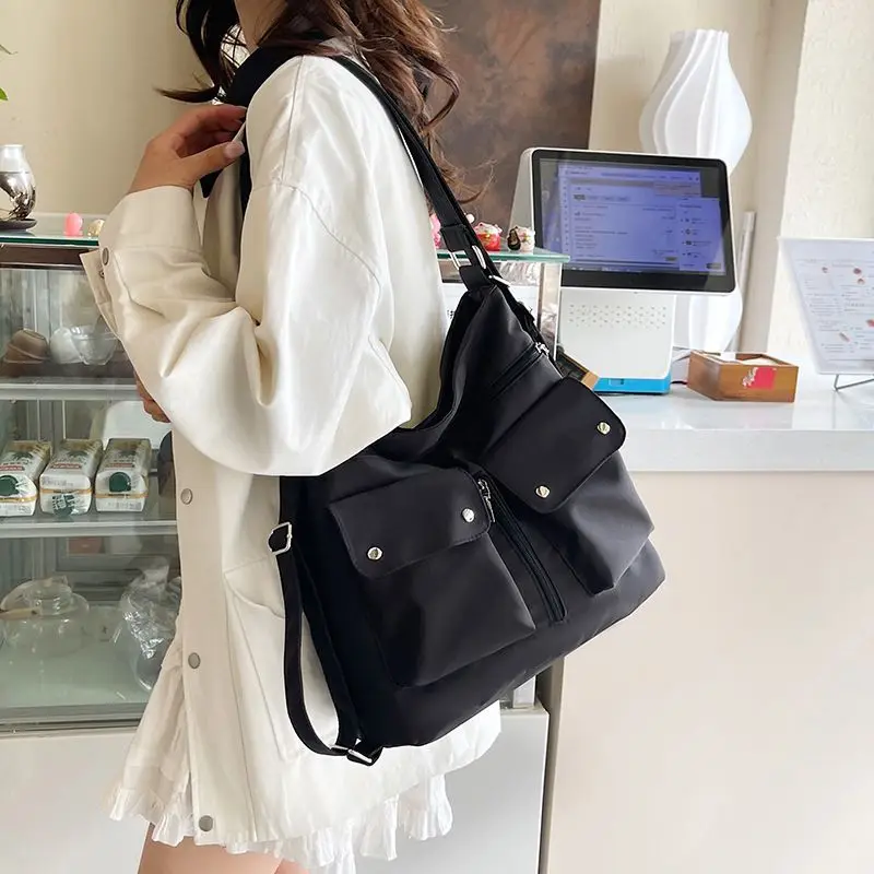 Tote Bag Women's Multi-functional New Large-capacity Commuter Backpack Canvas Ins Shoulder Backpack Original Exquisite Simple