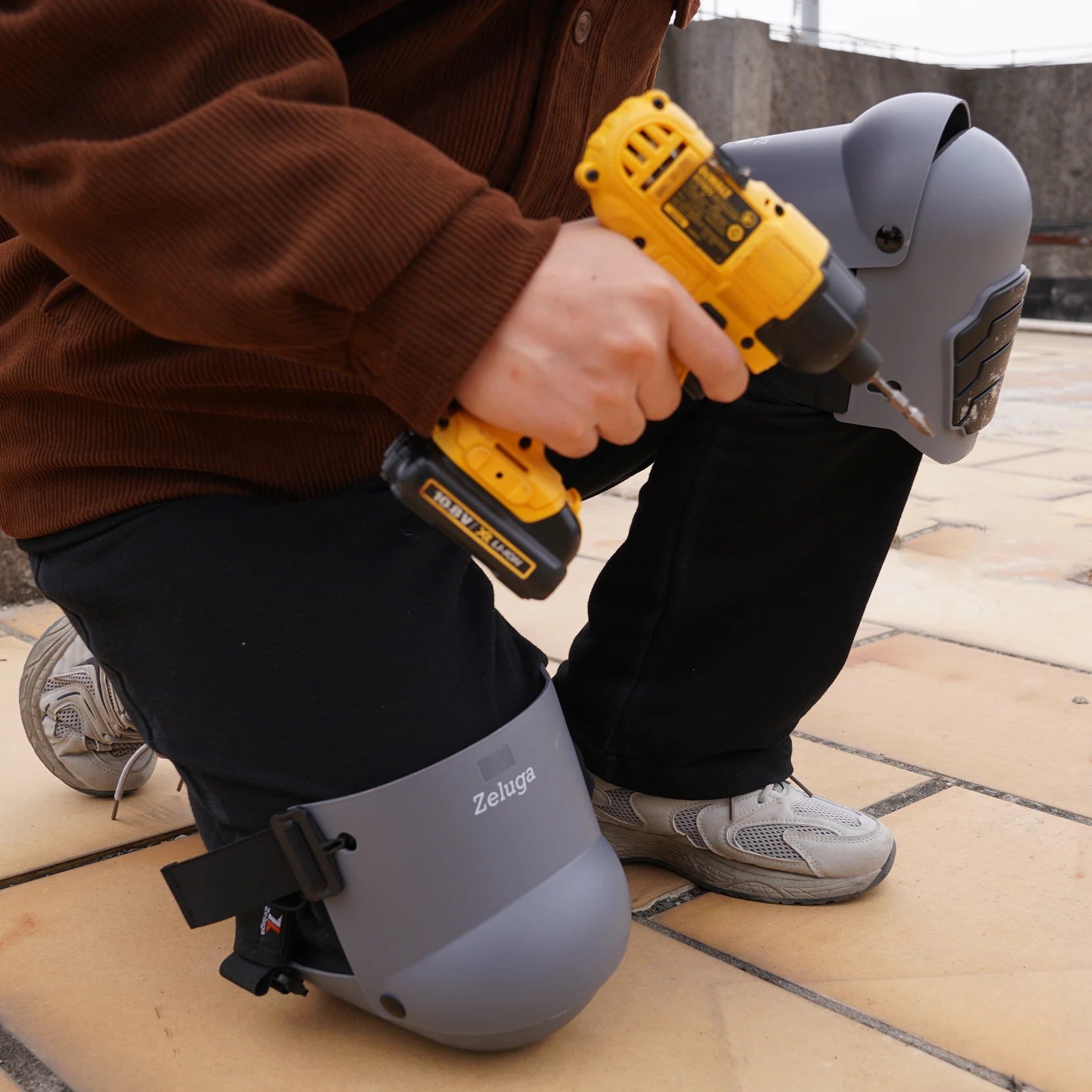 Joelheiras Pro Black para Trabalho, gel extra para ladrilhos de construção, proteção para pavimentos de jardinagem, mulheres e homens, pretas