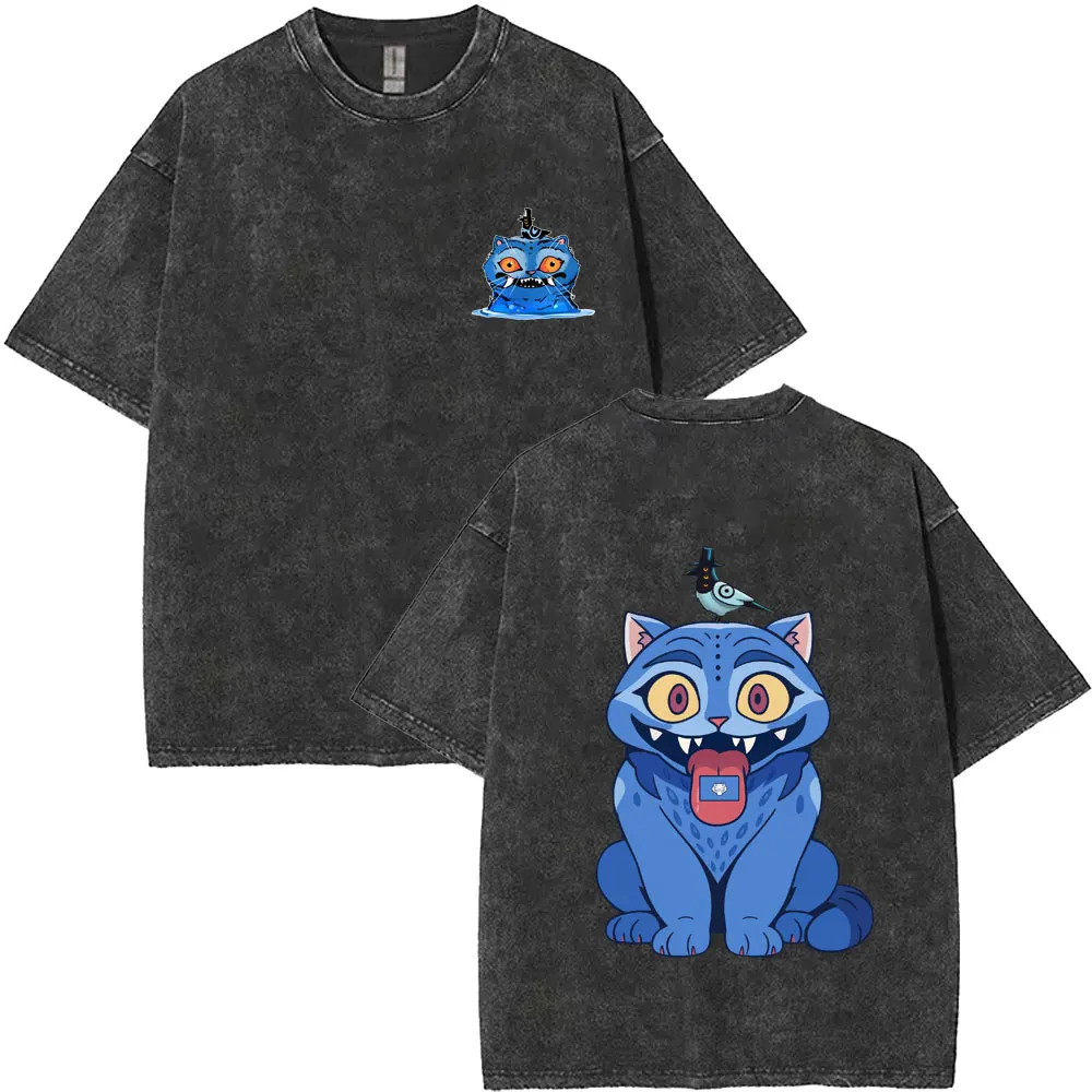 

Washed Vintage Kpop Demon Hunters Cute Funny Derpy Tiger T-shirt Men Women Fashion Cartoon Trend T Shirt Male Oversized T-shirts