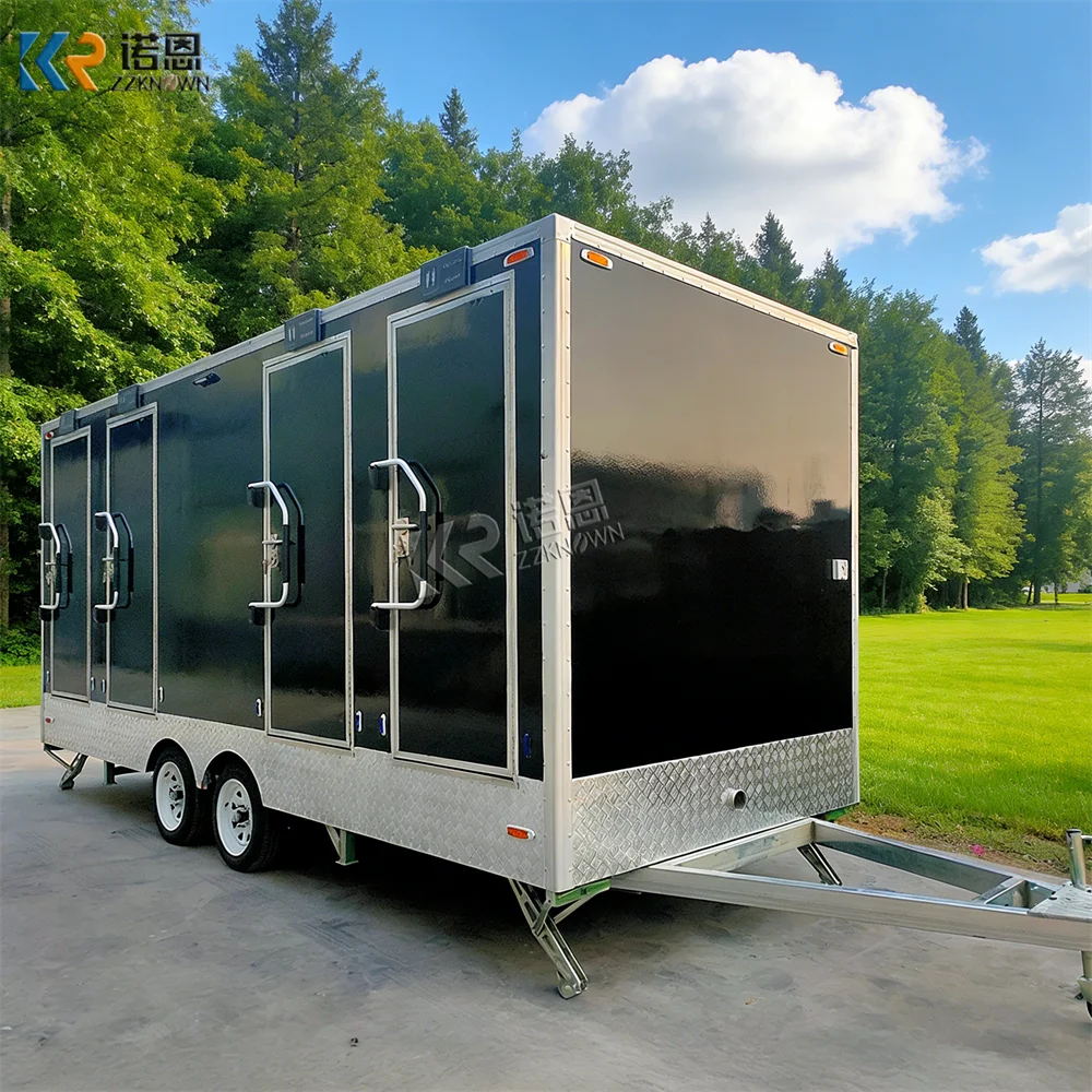 Durable Portable Bathroom Rural Construction Site Mobile Restroom Cabin Luxury Toilet Trailer for field worker use