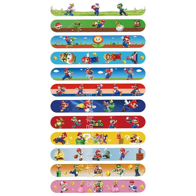 Mario Bros Wrist Strap for Children, anéis de encaixe, anel de palmas, pulseiras, brinquedo infantil, presente de aniversário, produto de festa, novo