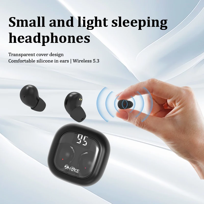 SK Mini headphones 5.3 wireless bluetooth headset small earbuds sleep work sports invisible HD HIFI bass sound quality earphones