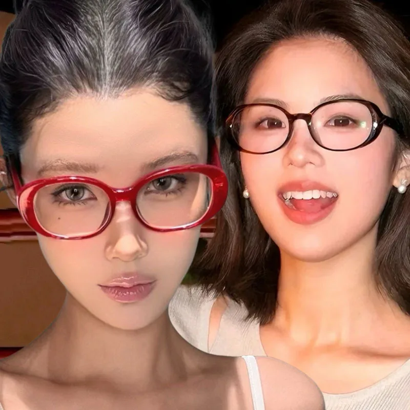 

Decorative Goggles Square Frame Eyeglass Vintage Y2k Retro Women Red Computer Reading Glasses Clear Blue Light Blocking Eyewears