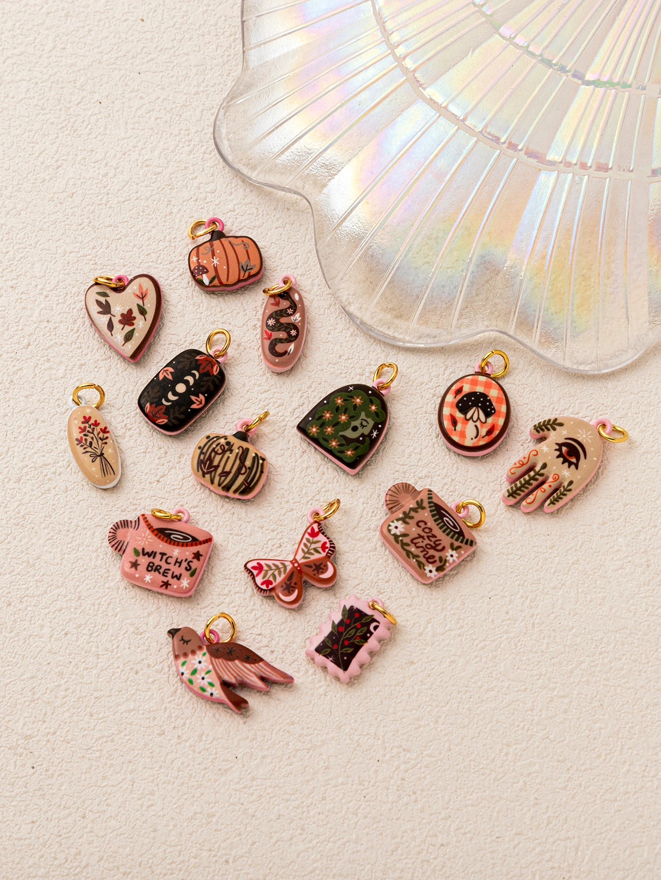 Neue einfache und beliebte Tropfölfarbe Serie Kürbis Liebe Gras Vogel DIY Anhänger Charms Schmuckherstellung – Detail 2