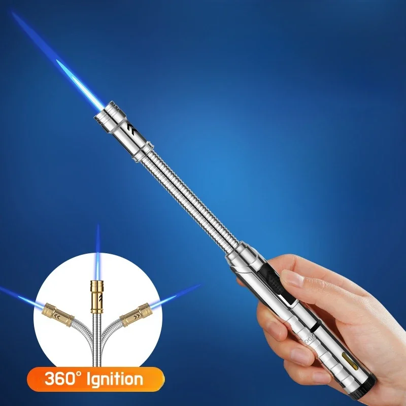 HOT Windproof High-Flame Direct-flush Gas Lighter Multifunctional Outdoor Fire Camping Barbecue Butane Welding Torch Home Tools