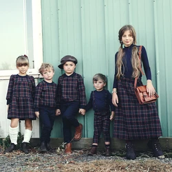 Ali Plus AW25 high quality Plaid cotton collection girls dress baby romper boys top and skirt