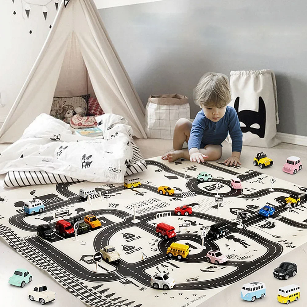 

83*57cm/130*100CM Car Park Play Mat Taffic Highway Map Kids City Scene Play Mat Educational Toys for Children Baby Playmat