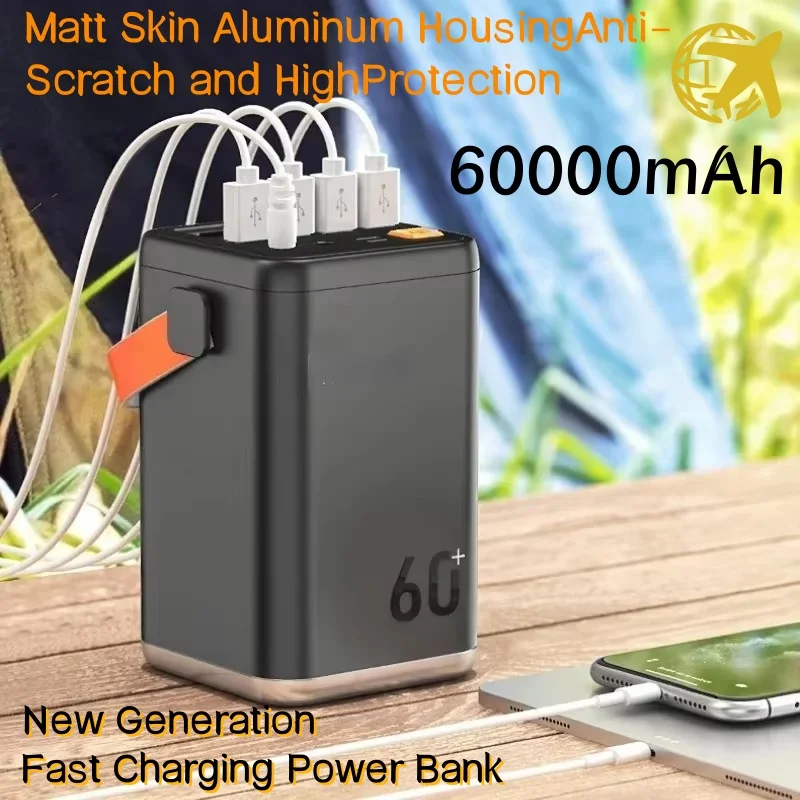 100%New Original Outdoor Emergency Portable Mobile Power Supply Mobile Phone Charger 60000mah Large Capacity Power Bank