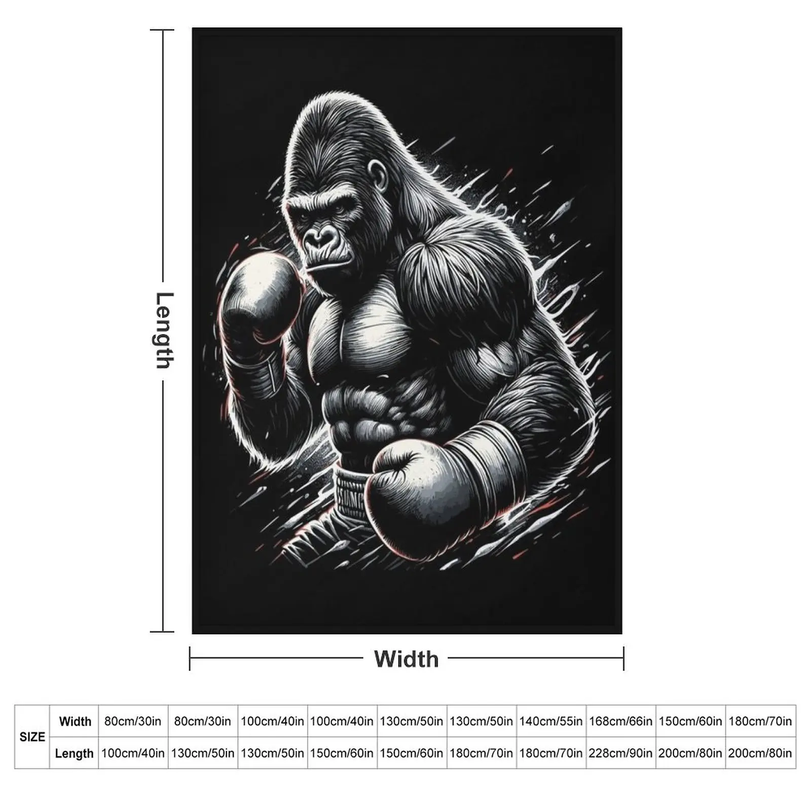 Gorilla boxer fighter boxing gift Throw Blanket couch cozy soft plush fuzzy picnic outdoor blanket