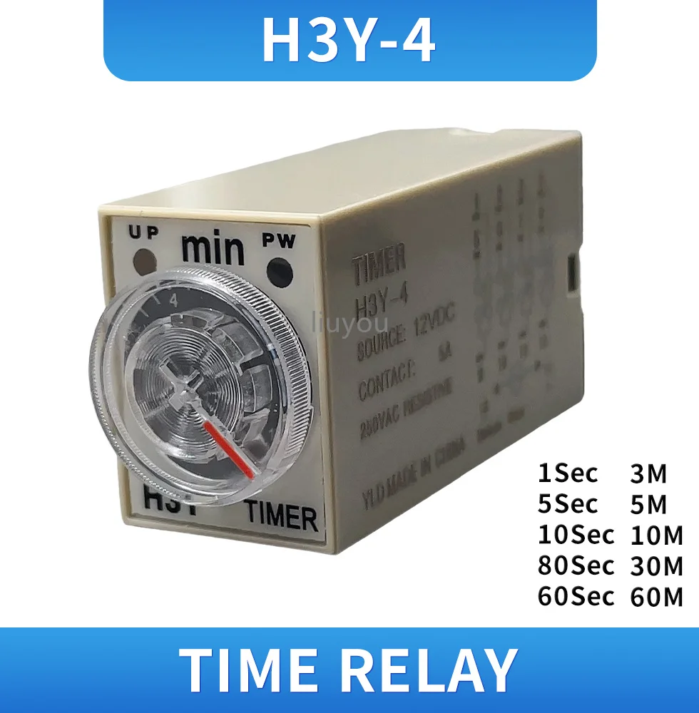 タイマーddpdt,H3Y-4電源,H3Y-4ピン,1セット,Minute-60Minute-60秒/3 220V,110v,24v,12v