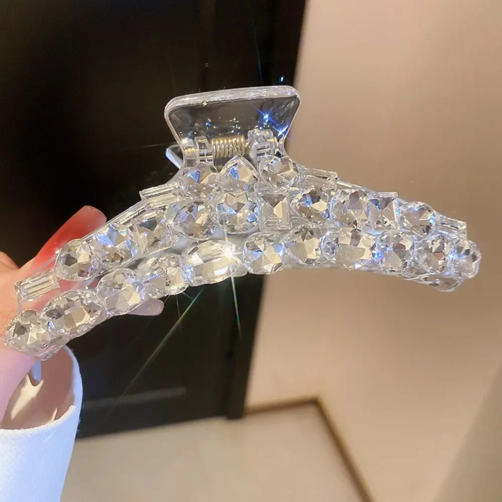 

Креативное сердце, инкрустированное стразами, коготь для волос, квадратный овальный простой зажим в виде акулы, аксессуары для волос, геометрический большой зажим, украшение