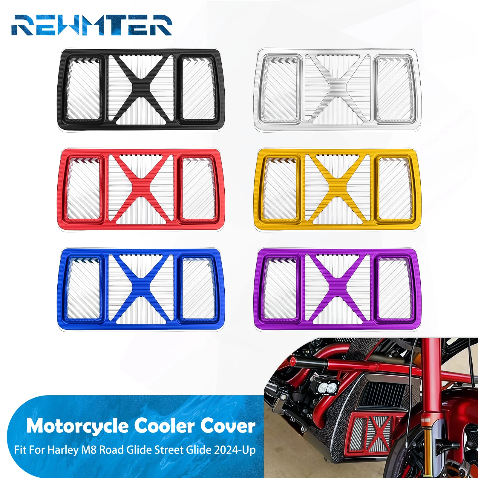 

Motorcycle Radiator Guard Aluminum Oil Cooler Grill Cover Protection For Harley Touring M8 Street Glide Road Glide 2024-2026