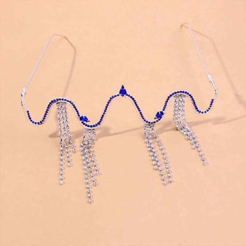 Stonefans Long Fringed Glasses Frame Designer Vintage 2022 Eyeglasses Without Lens for Women Face Decorations Helloween Jewelry