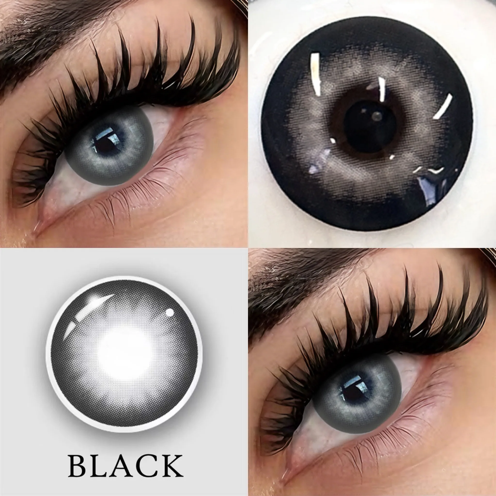 Visuashow schwarze Kontaktlinsen, Kosmetik, farbige Kontaktlinsen, 2 Stück, für den jährlichen Gebrauch, kleine Pupillen-Farbkontaktlinsen für Cosplay-Make-up, schwarze kontaktlinsen – Detail 15