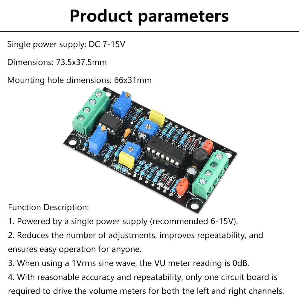 DC 7-15V Driver Module LMC660 Single Power Vu Meter Head Level Meter Driver Board Front-End Electronic Tube Gallbladder Machine