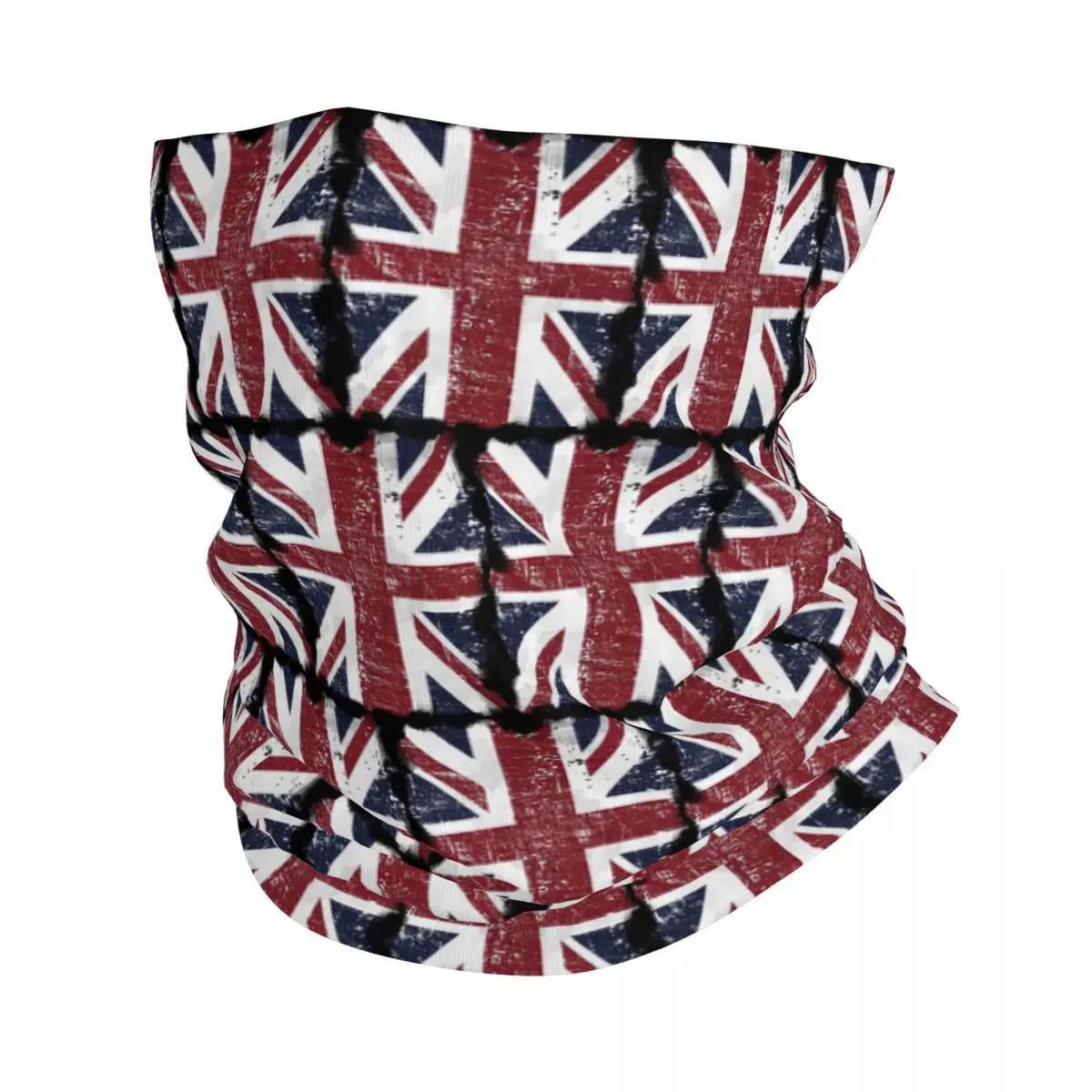 Distressed British Flag Black Grey Union Jack Face Mask UK Bandana Neck Gaiter Printed Magic Scarf FaceMask Cycling Unisex Adult