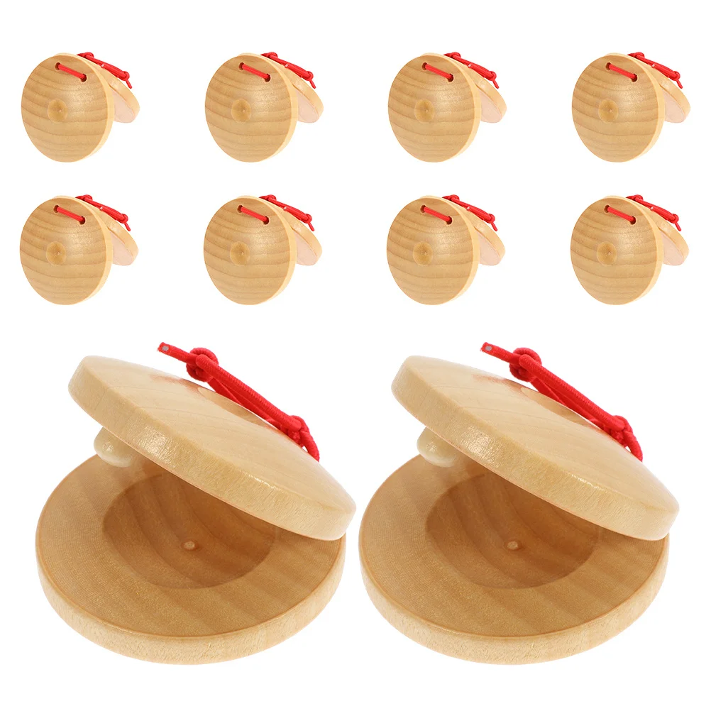 

10Pcs Finger Castanets Wooden Kids Musical Instruments Ergonomic Design for Early Music Learning Preschool Rhythm Percussion