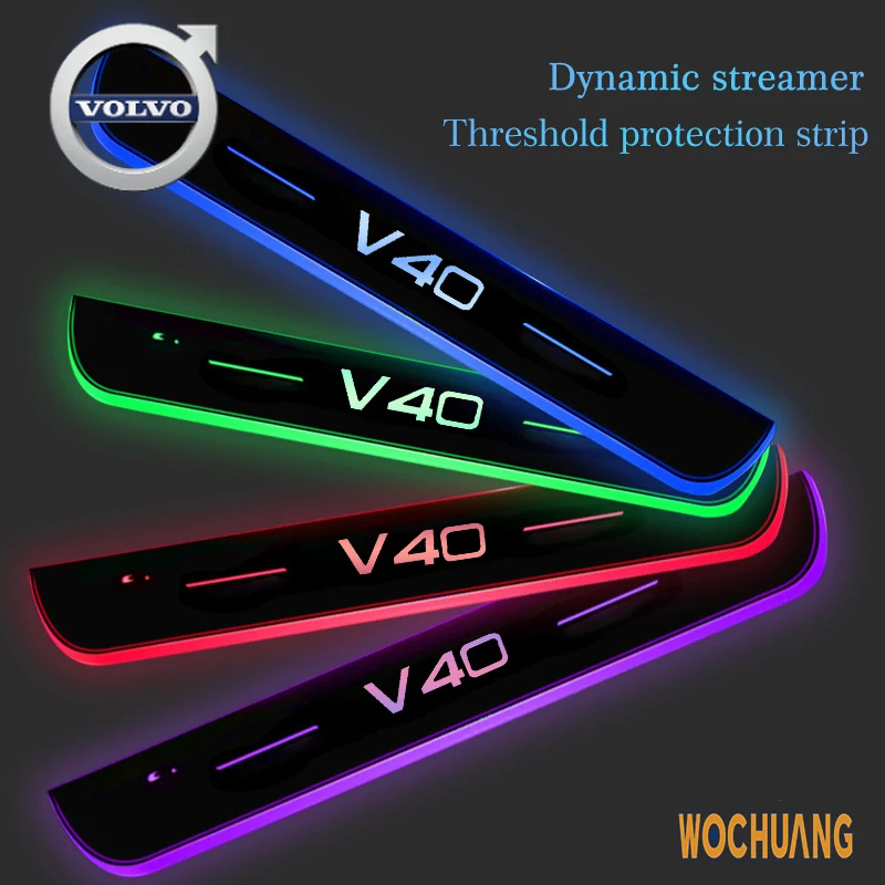 

For Volvo Car Door Light Projector Lamp Customized Car Logo Luminous LED Welcome Pedal Scuff Plate For Volvo V40 V 40 Auto Acces