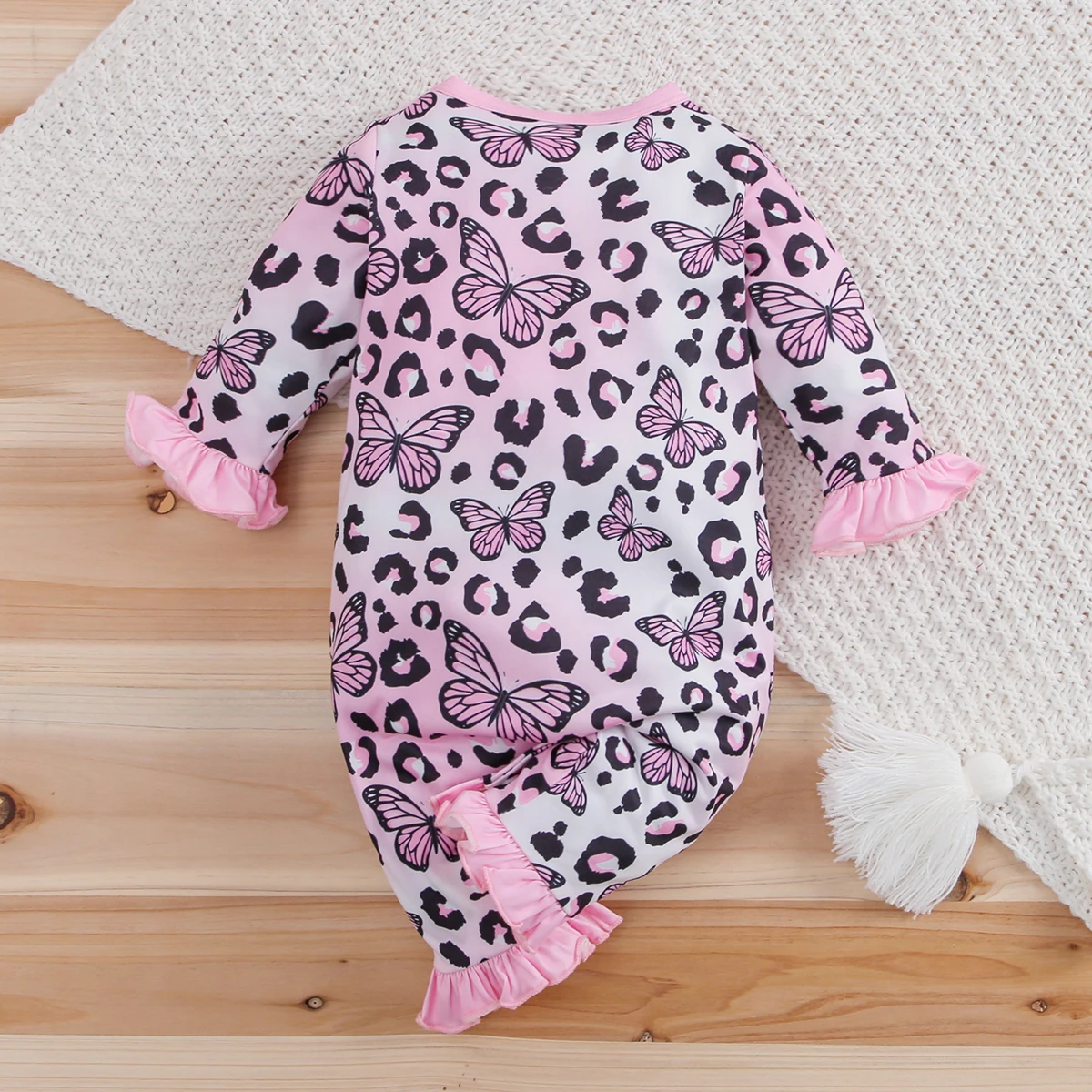 IURNXB Baby Jumpsuit Long Sleeve Newborn Butterfly Full Print Flounce Casual Outfit Toddler & Infant Girl's Overall 1-18M